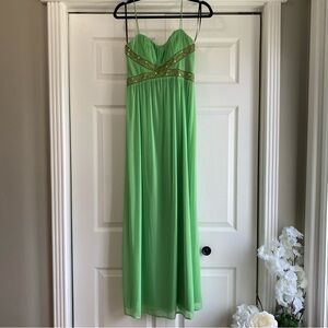 DUSK COLLECTION Green & Gold Formal Dress